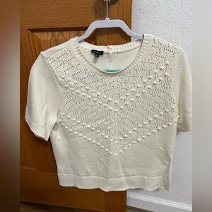 Talbots short sleeve sweater with texture Color: Ivory Size XL Petite Like New